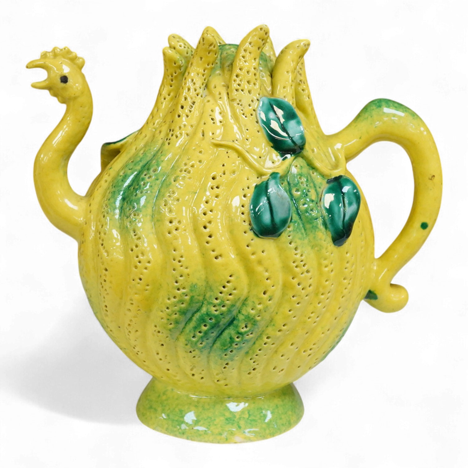 A Chinese 'Cadogan' teapot, the spout in the form of a bird, 17cm high